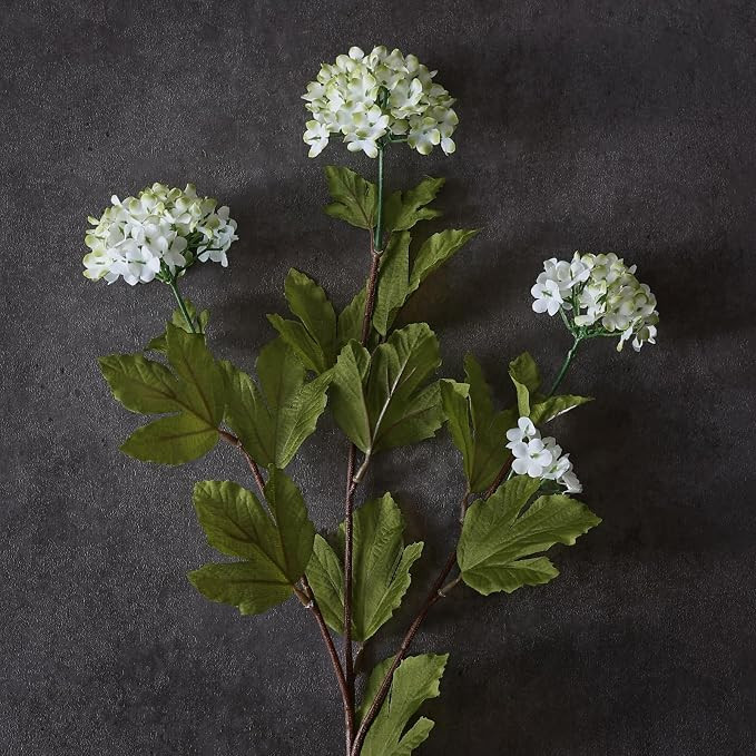 6 Pcs 28"Artificial Snowball Hydrangea Stems for Vase Decor(White-Green) | Amazon (US)