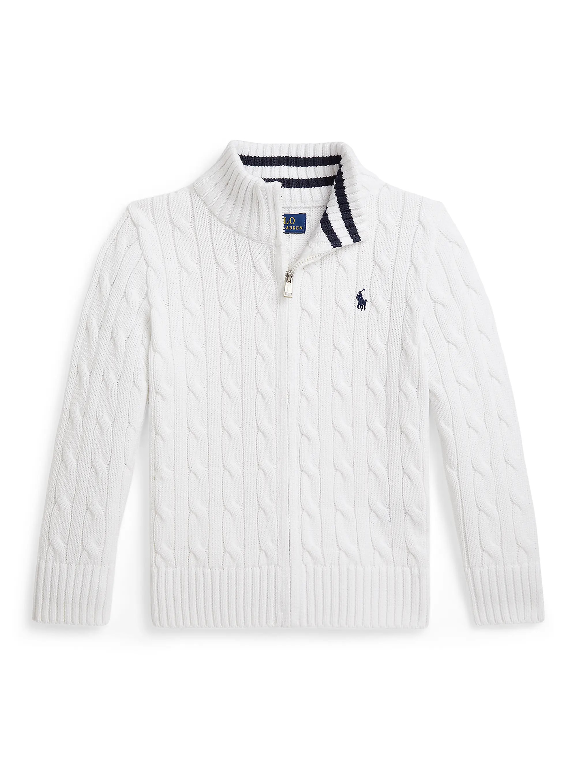 Little Boy's & Boy's Cable-Knit Zip-Up Sweater | Saks Fifth Avenue