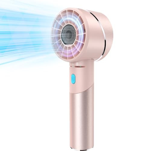Handheld Fan, Mini Small Portable Turbo Fan, USB Type-C Rechargeable with 4 High Speeds Personal Fans, Max 16 Hours Working Time, Small Hand Fan for Travel, Camping, Office, Home, Outdoor - Pink | Amazon (US)