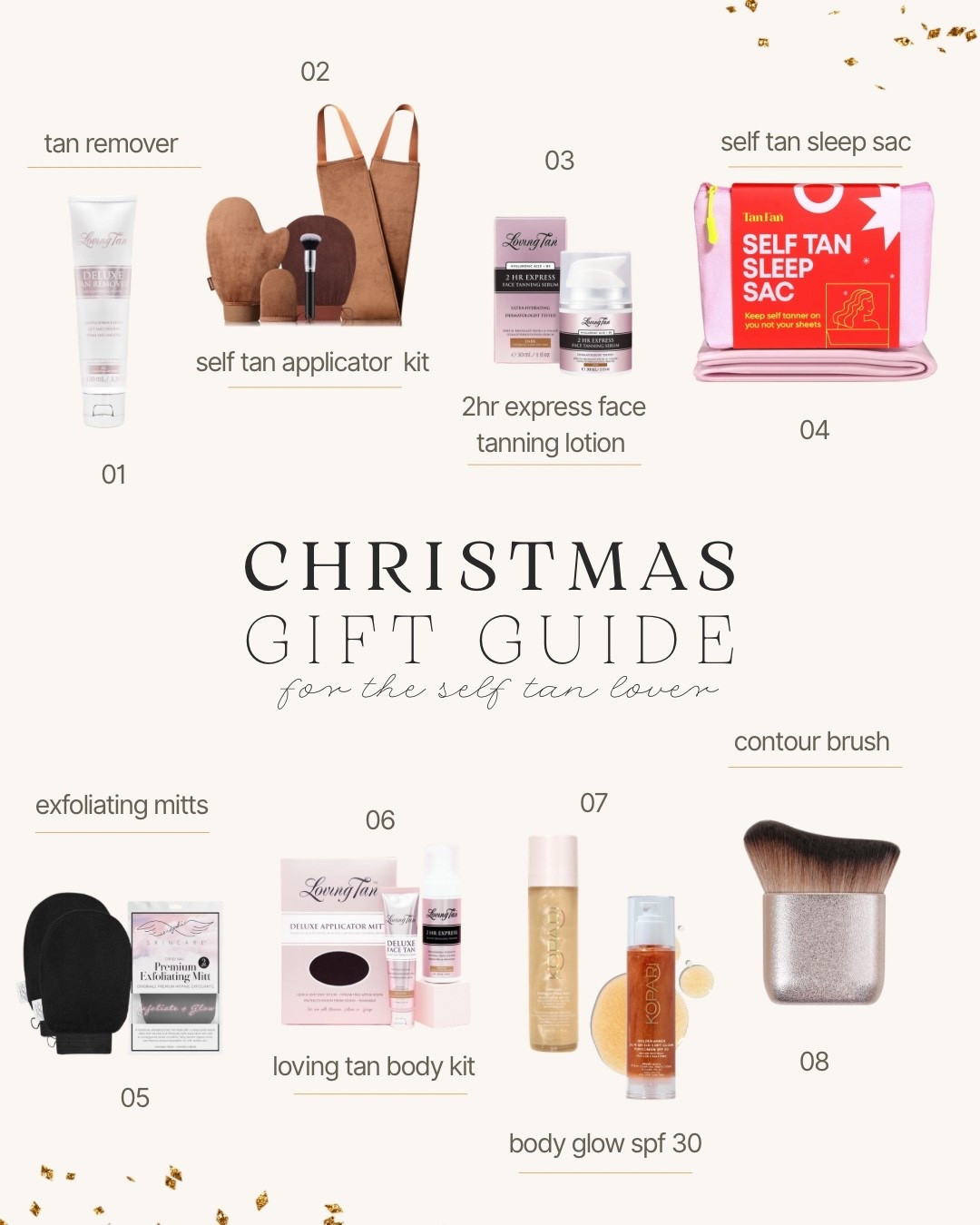 Christmas gift guide for the self tan loving girly! All the necessities from start to finish. I absolutely LOVE these products from a certified self tanner who lives in Michigan #LTKSelfTan 

 

#LTKGiftGuide #LTKHoliday #LTKselfcare