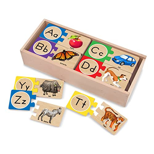 Melissa & Doug Self-Correcting Alphabet Wooden Puzzles With Storage Box (52 pcs) | Amazon (US)