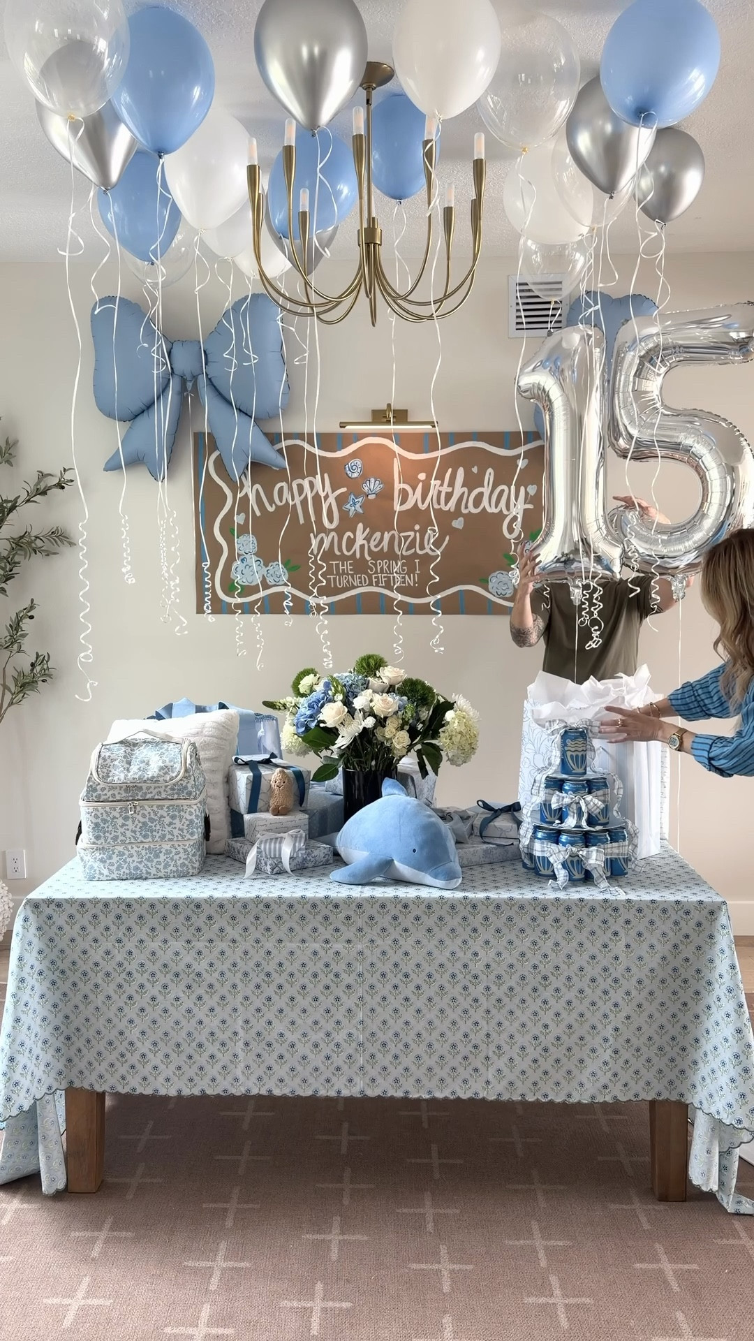 McKenzie loves The Summer I Turned Pretty and honestly so do I! I thought it would be fun to celebrate her 15th birthday with the Theme: The Spring I Turned 15. Hydrangeas, seashells, bows and lots of blue and white. She came home from school on her birthday to this surprise, but this was just the beginning. 💙🤍🩵
.
.
.
.
#15thbirthday #thespringiturned15 #teenbirthday #birthdayinspo

#LTKKids #LTKdayinmylife #LTKmomlife