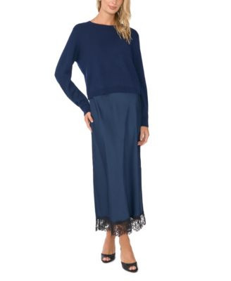 Vince Camuto Women's Crewneck Long-Sleeve Midi Dress - Winetasting | Macy's