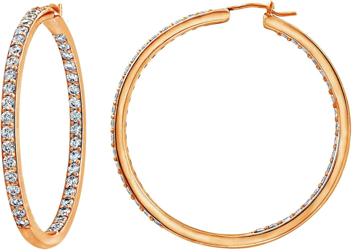 Amazon Collection Platinum or Gold Plated Sterling Silver Inside-Out Hoop Earrings made with Infi... | Amazon (US)