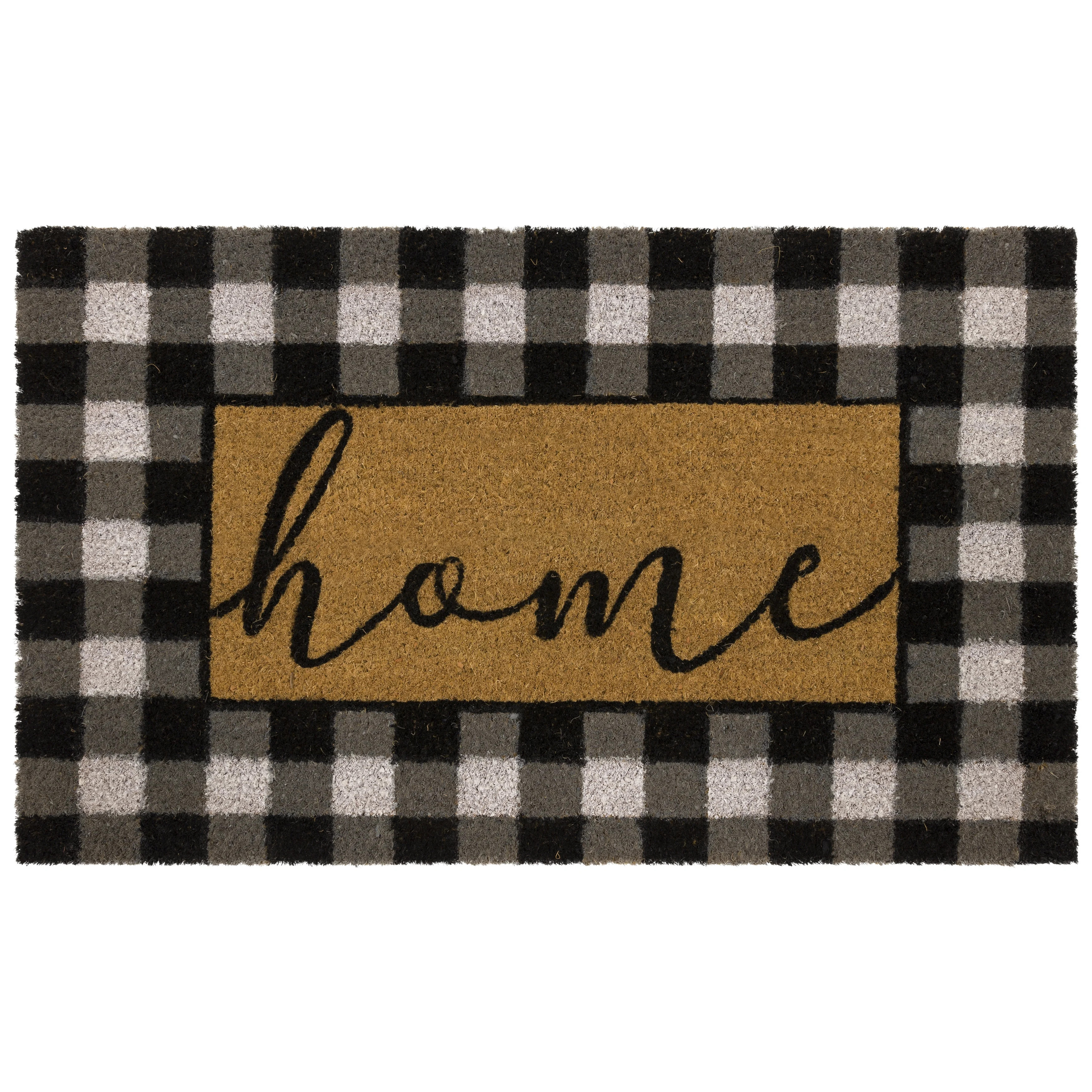 Mainstays Home Plaid Black and White Farmhouse Outdoor Coir Doormat, Black and White, 18" x 30" -... | Walmart (US)