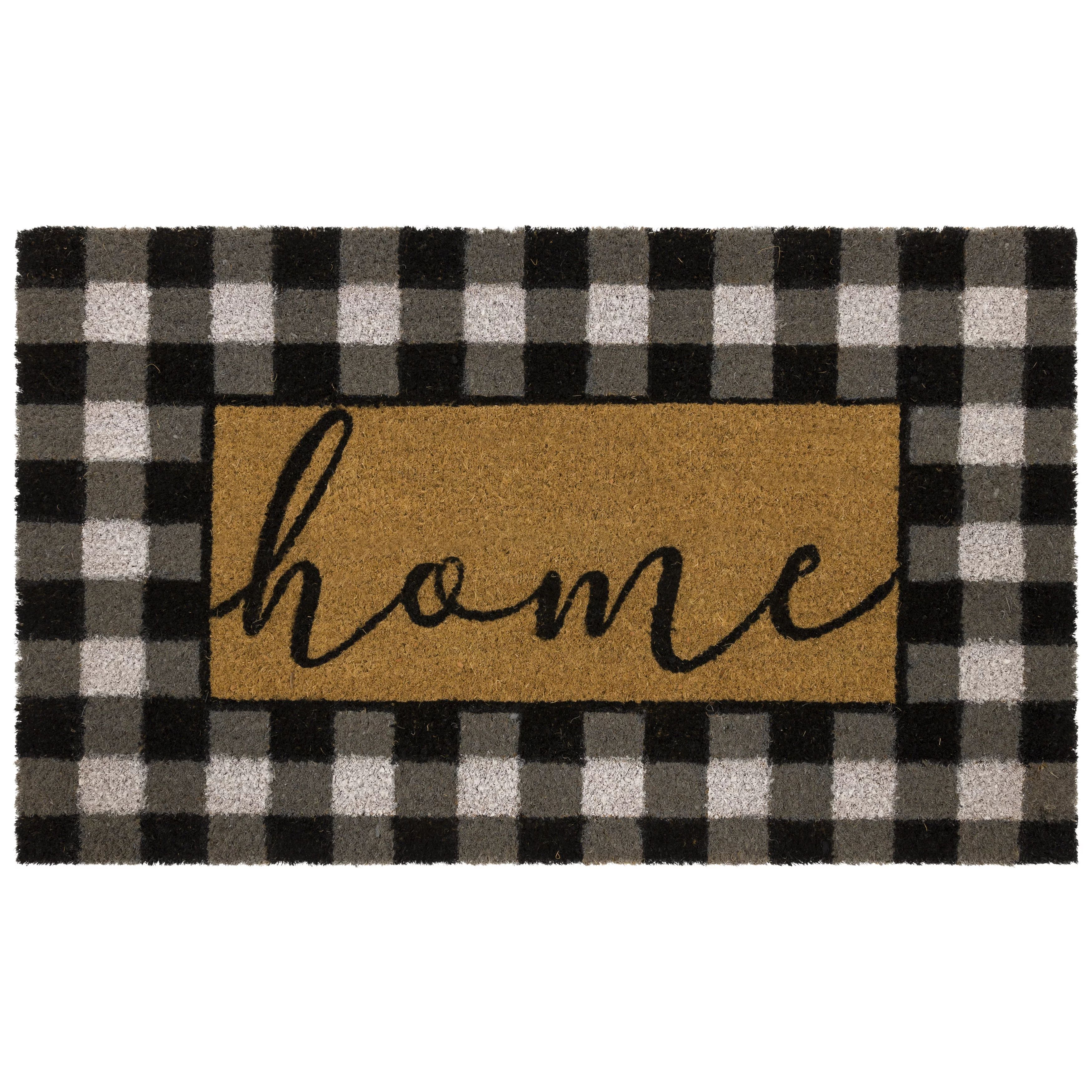 Mainstays Home Plaid Black and White Farmhouse Outdoor Doormat, Black and White, 18' x 30' - Walm... | Walmart (US)