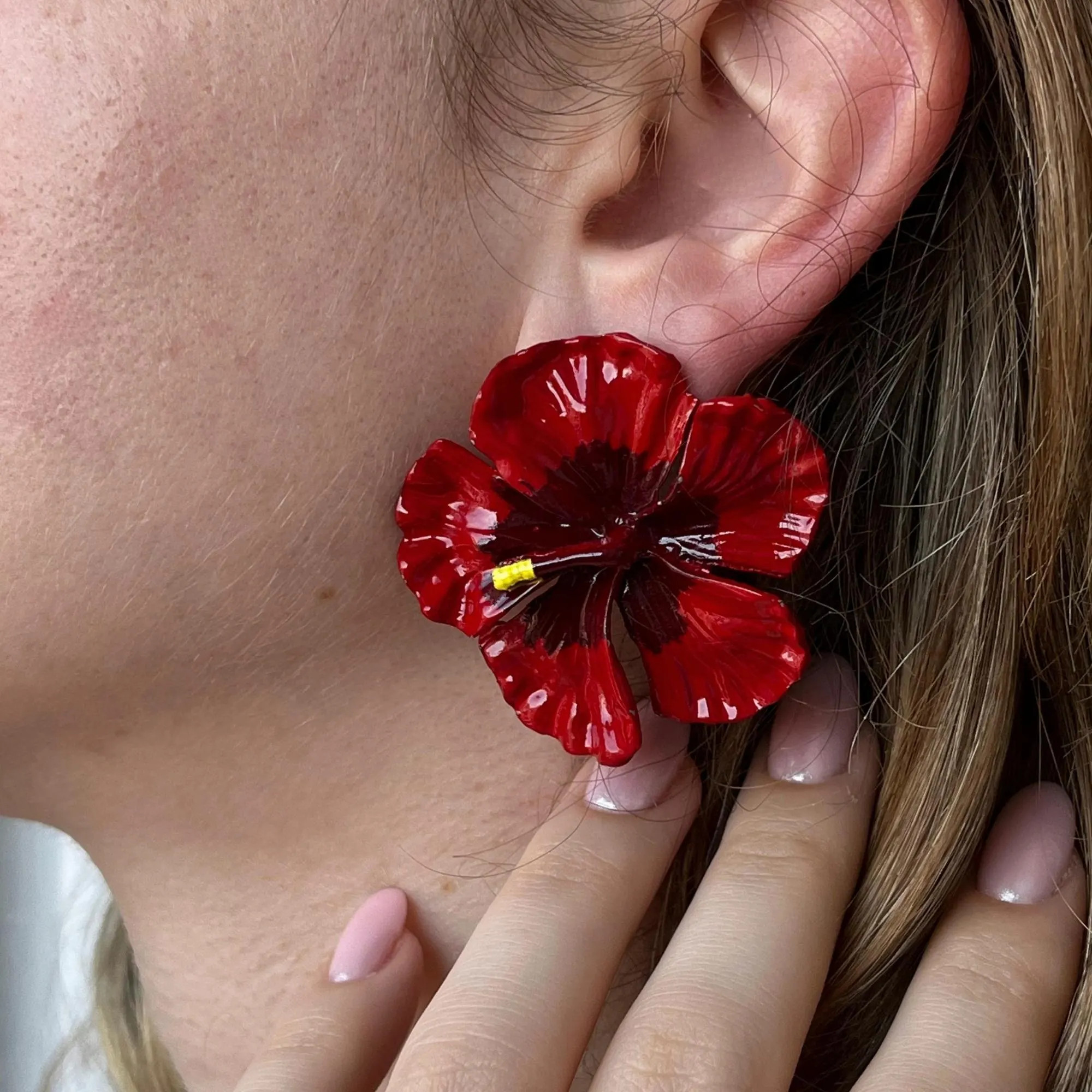 Red Hibiscus Flower Earrings, Tropical Statement Earrings, Large Floral Earrings, Hawaiian Flower Jewelry, Summer Vacation Earrings | Etsy (Global)