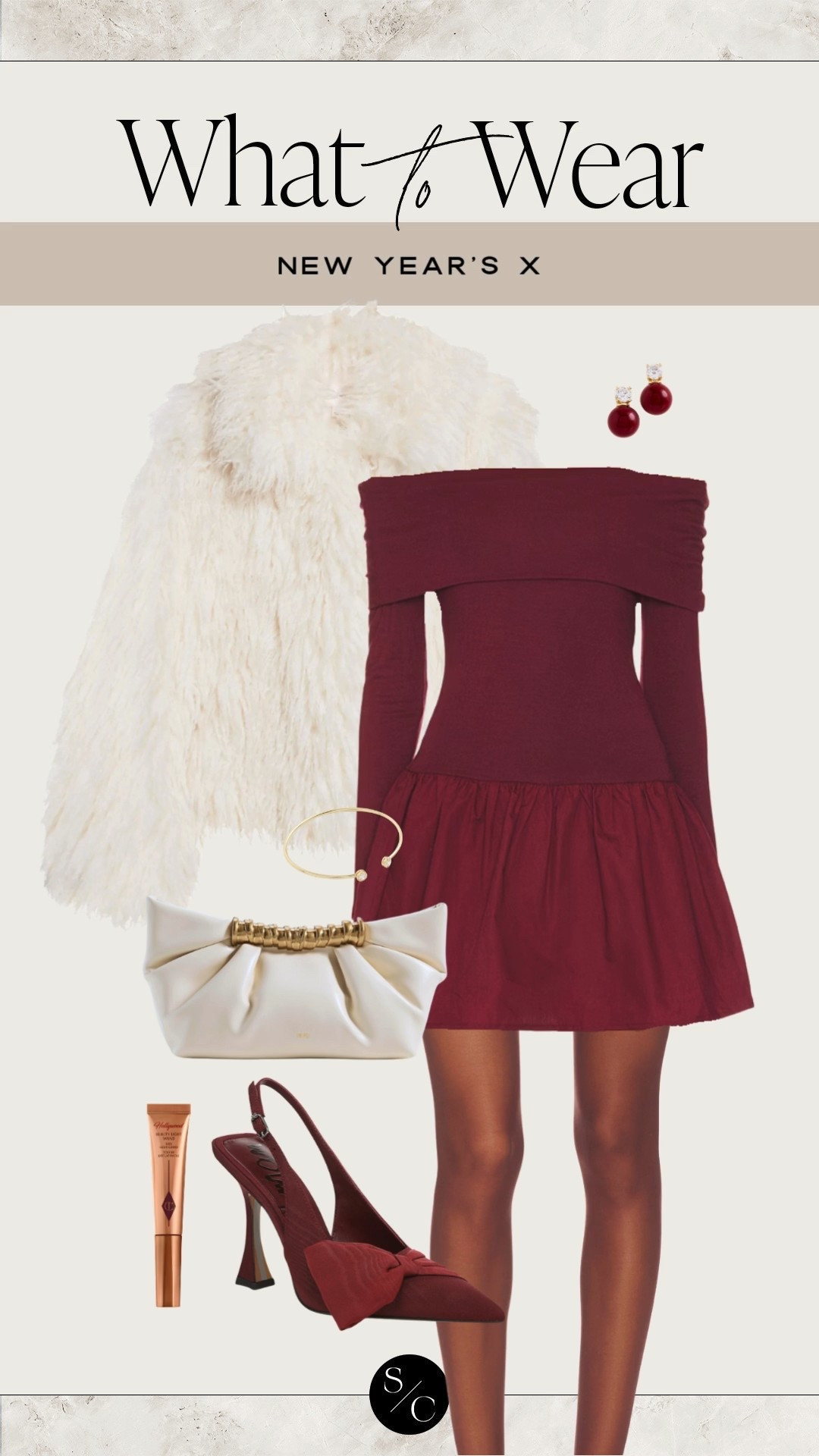 What to wear ✨❤️ New Year’s dress! Off the shoulder red dress, faux fur coat, white leather clutch, red bow heels.

#LTKgrwm #LTKootd #LTKHoliday