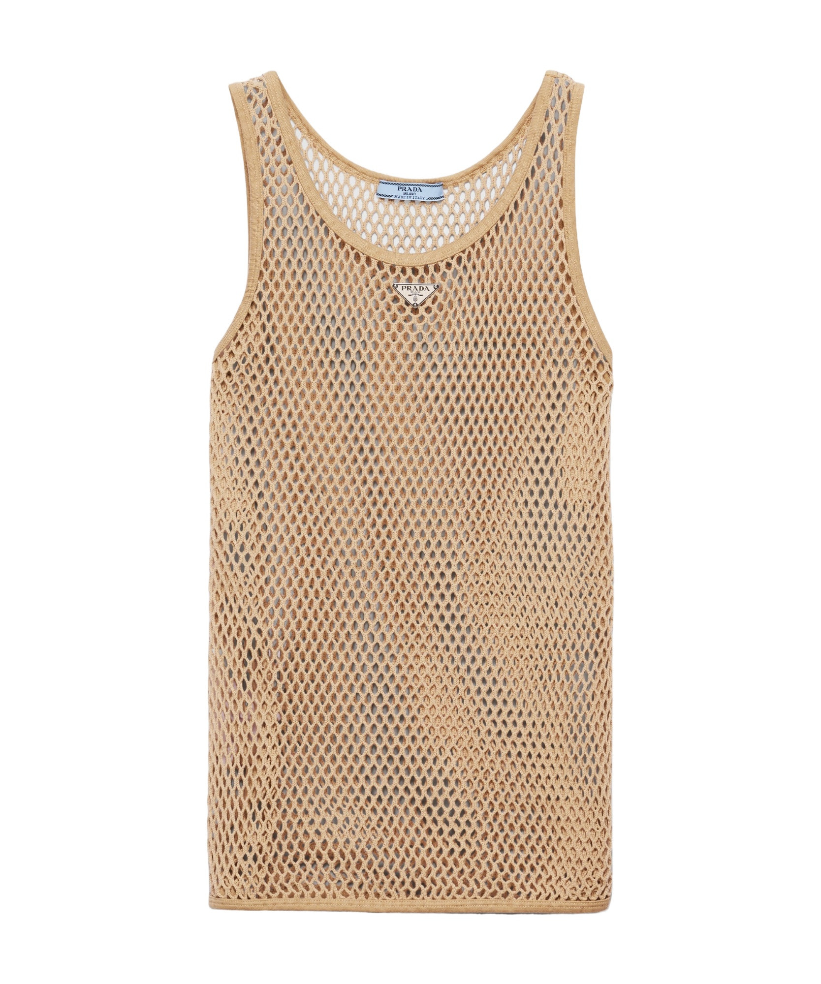 Prada Triangle-Logo Open-Knit Tank Top | Senser US