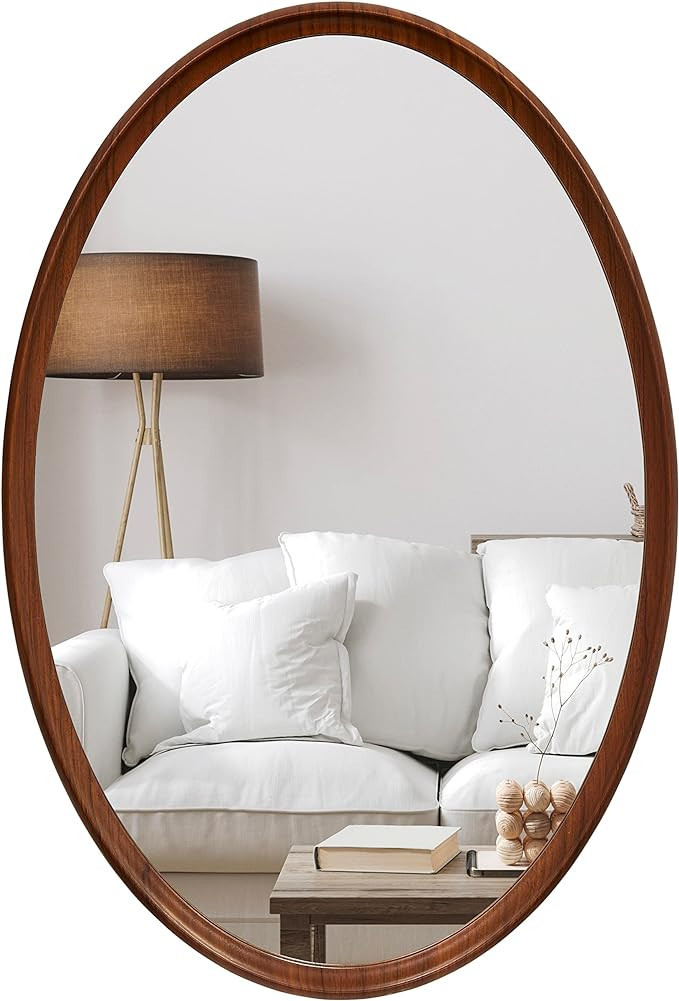 Camden Reed Craftsman 21x29 Inch Oval Wood Wall Mirror, Natural Woodgrain, Mirror for Entryway, L... | Amazon (US)