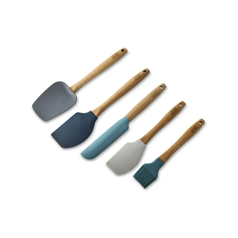 Thyme & Table 5-Piece Silicone Kitchen Utensil Set with Beechwood Handles - Walmart.com | Walmart (US)