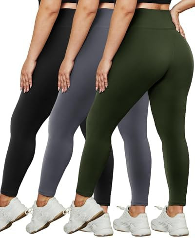 HLTPRO 3 Pack Plus Size Leggings for Women(X-Large - 4X)- High Waist Stretchy Soft Pants for Work... | Amazon (US)