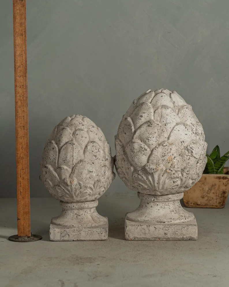 Aged Stone Artichoke Sculptures – Architectural Garden Decor – Old World European Style Finia... | Etsy (US)