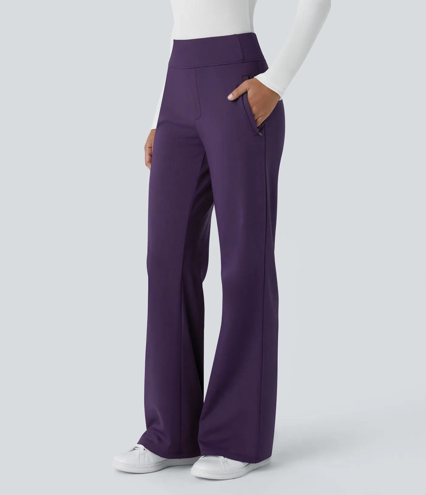 Halara Flex™ DayStretch Mid Rise Side Zipper Pocket Work Flare Pants | HALARA