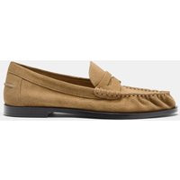 Zara - Split Suede Gathered Loafers - Sand Brown - 8 - Woman | Zara UK