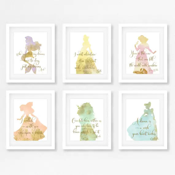 Princess room, Princess Nursery, Princess Baby shower gift, Set of 6, Princess room decor, Little... | Etsy (US)