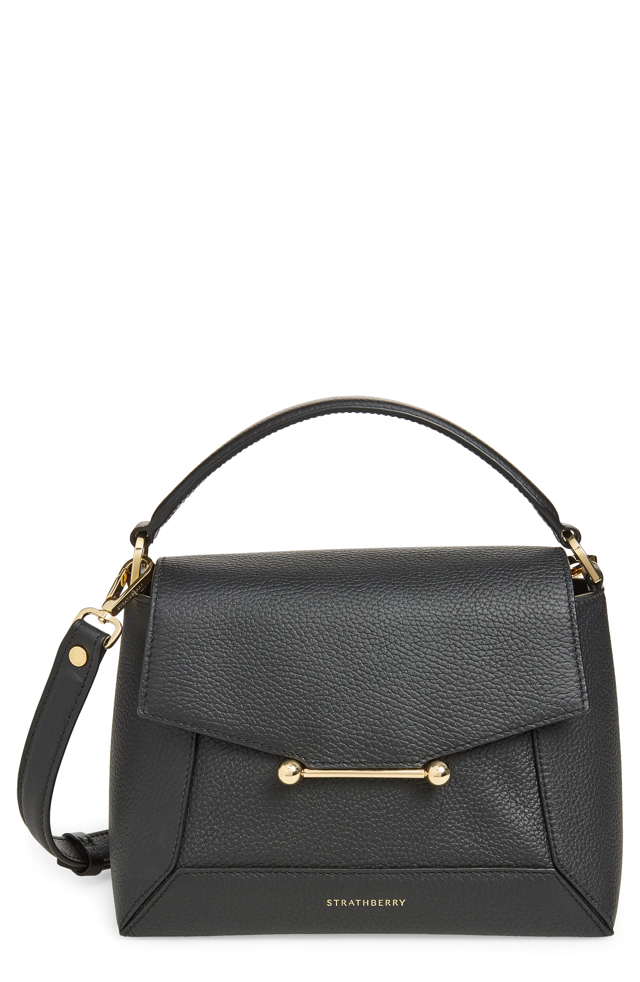 Strathberry Mosaic Leather Top Handle Bag in Dark Chocolate at Nordstrom | Nordstrom