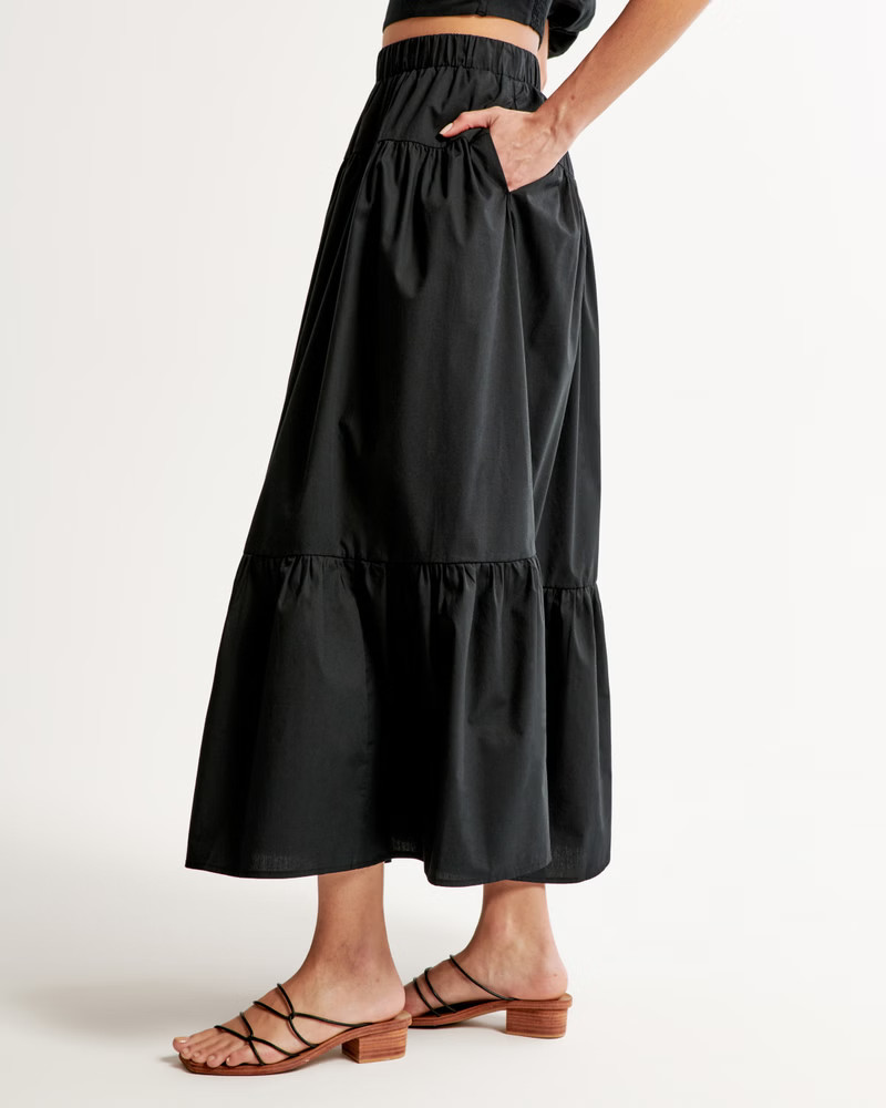 Poplin Tiered Maxi Skirt | Abercrombie & Fitch (US)