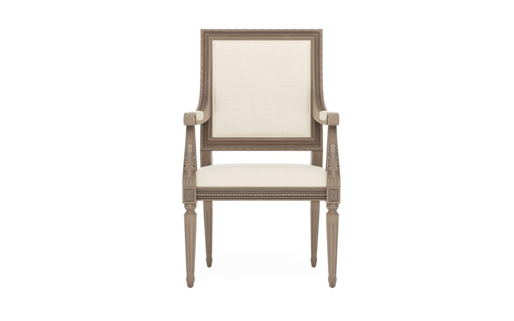 Marielle Spring Blue Textured Weave Driftwood Dining Arm Chair | Kathy Kuo Home
