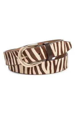 Nordstrom Melony Genuine Calf Hair Belt in Ziger at Nordstrom, Size X-Small | Nordstrom
