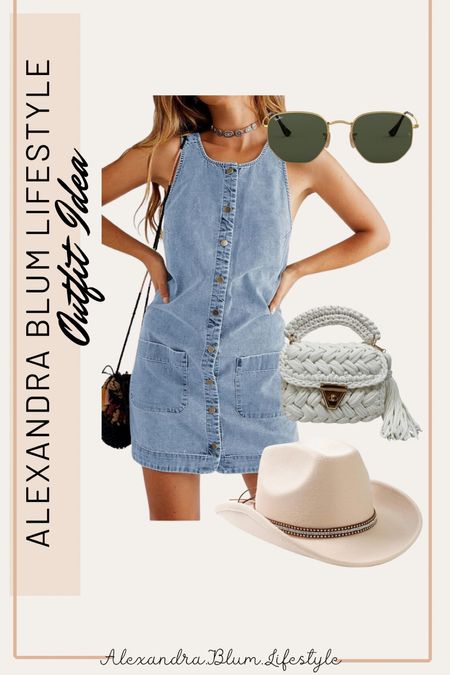 Cute country concert idea from Amazon with this cute denim Jean dress, and a cute country cowgirl hat! 

#LTKfindsunder100 #LTKFestival #LTKstyletip