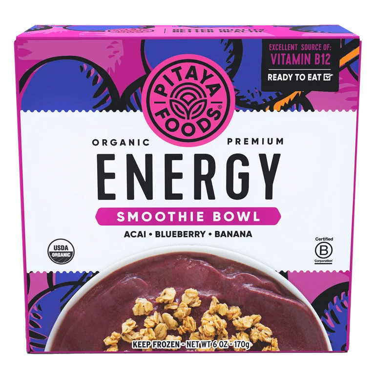 Pitaya Foods Energy Smoothie Bowl, Acai, Blueberry and Banana, Frozen, Ready to Eat, 6oz | Walmart (US)
