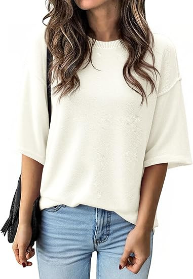Cicy Bell Womens Oversized Sweaters 3/4 Sleeve Summer Casual Knitted Tops Crewneck Lightweight Lo... | Amazon (US)