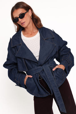 Miranda Cropped Denim Trench - Indigo Wash | Petal & Pup (US)