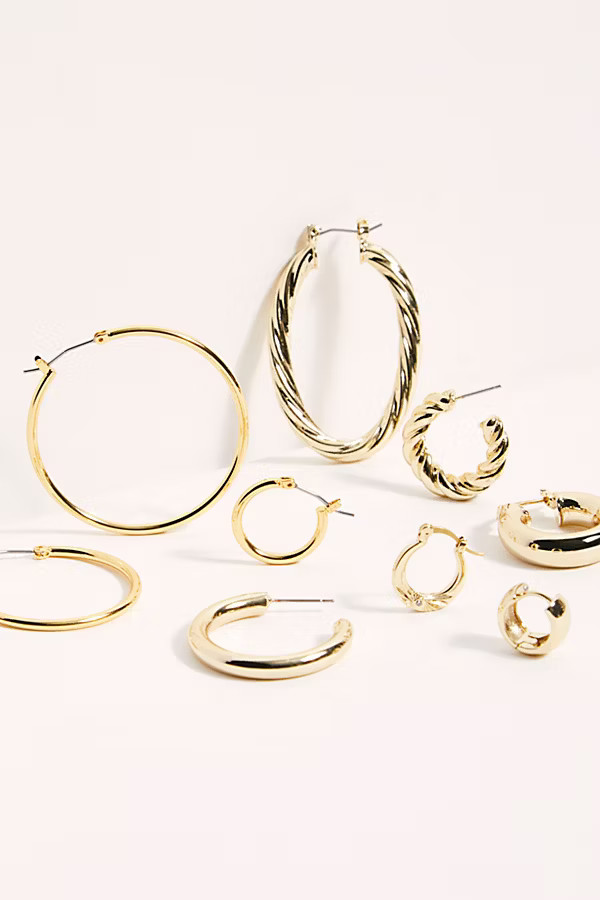 Gold Plated Hoop Earring Set | Free People (Global - UK&FR Excluded)