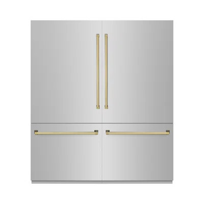 ZLINE Autograph 72 in. Built-In Refrigerator w/ Gray Interior and Bronze Accents | Perigold