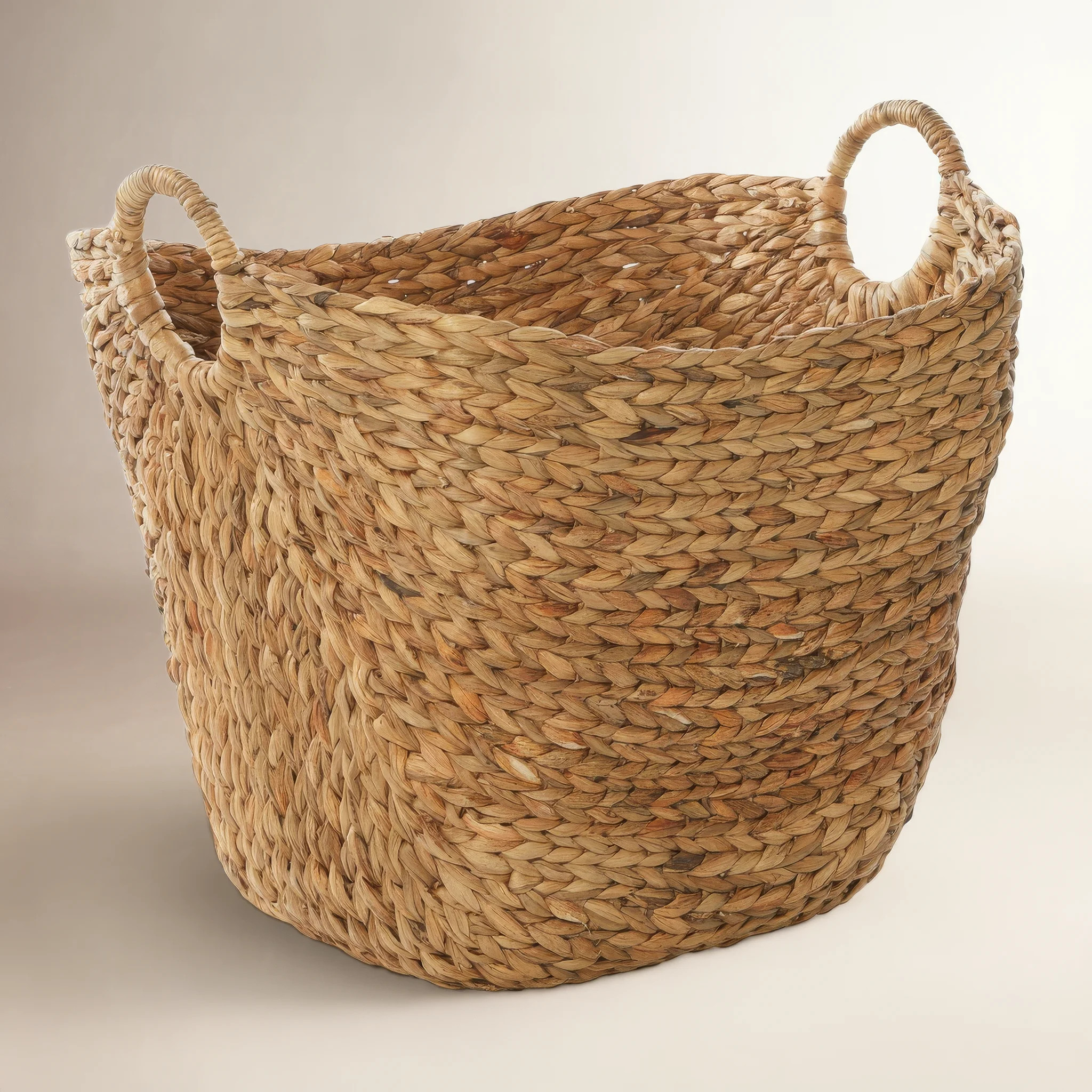 Seagrass Handmade Large Woven Decorative and Functional Storage Basket with Ring Metal Handles | Wayfair North America