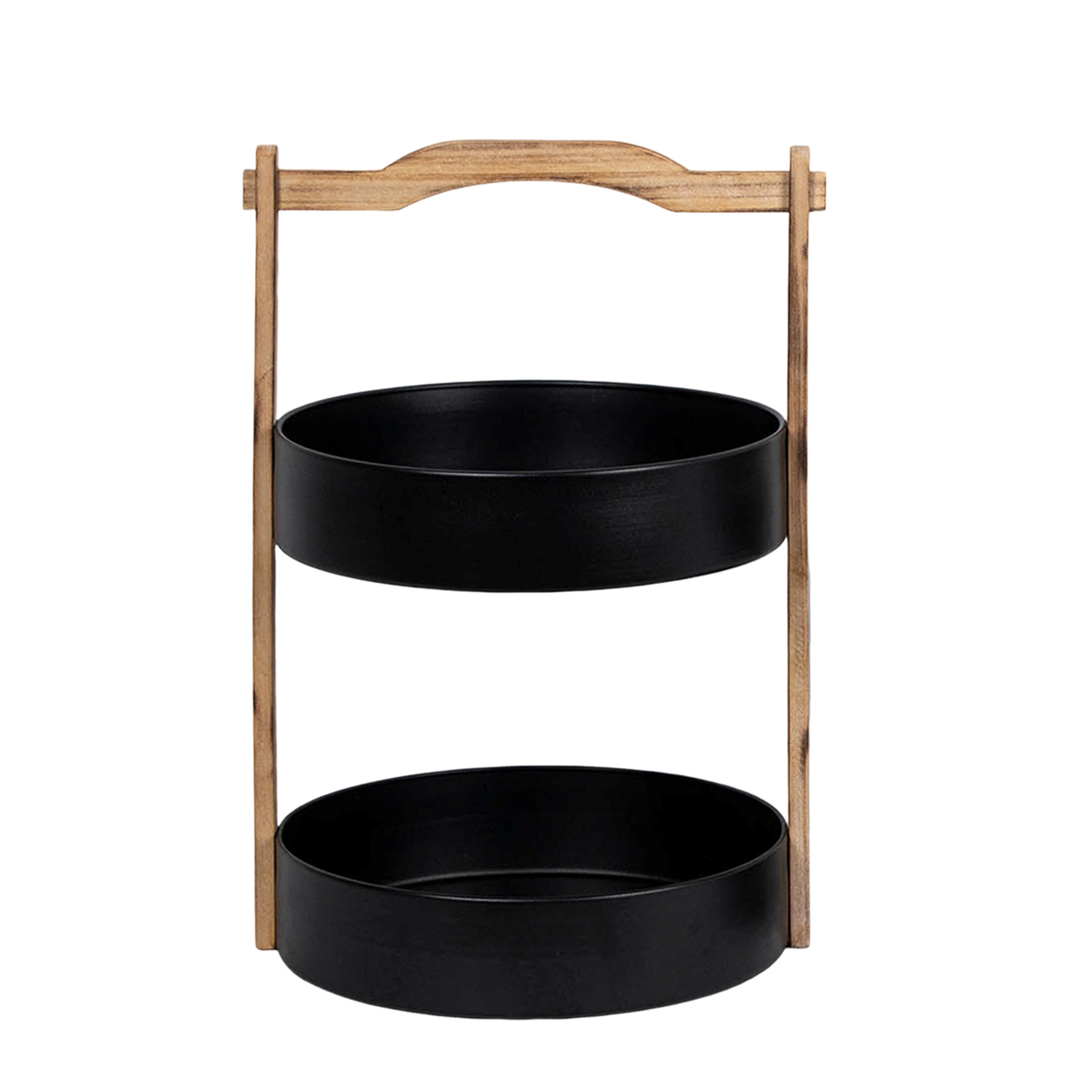 VIP Metal 19 in. Black 2 Tier Round Tray | Walmart (US)