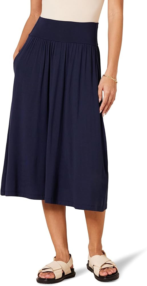 Amazon Essentials Women's Jersey Pull On Midi Length Skirt | Amazon (US)