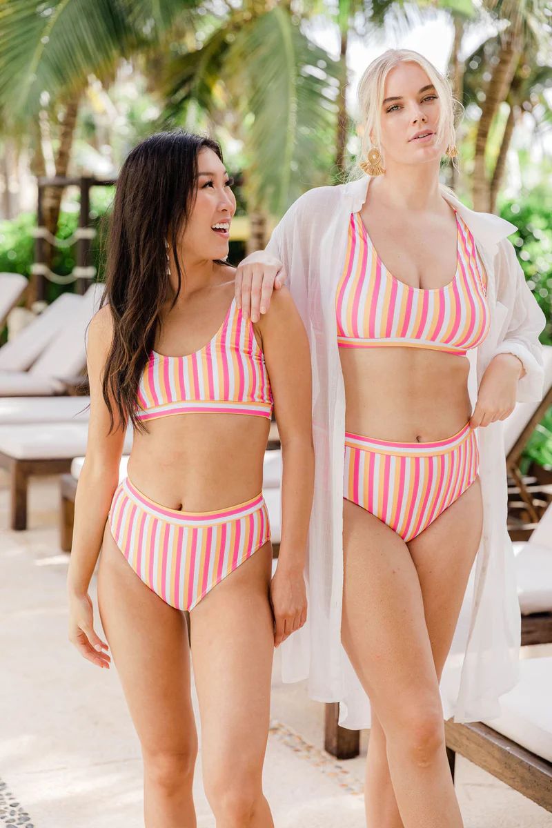 Brightest Days Orange Striped Bikini Bottoms | The Pink Lily Boutique