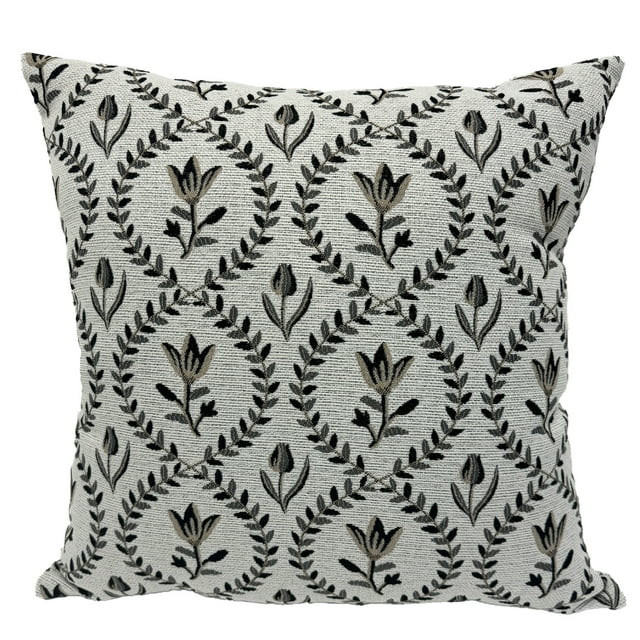 Better Homes & Gardens Floral Decorative Outdoor Throw Pillow, Off-White/Black | Walmart (US)
