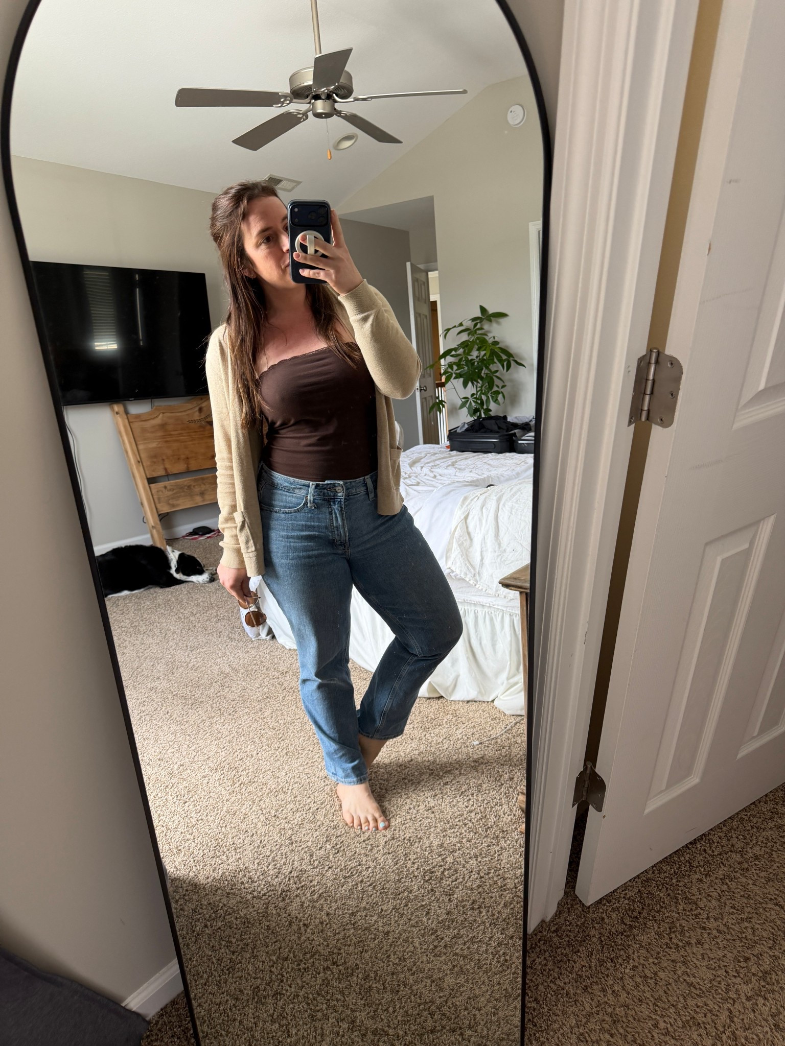 Perfect little early spring outfit for when it’s warm out but you still need a little sweater. 

The top & jeans are cotton staples from old navy & target and soo affordable. I Thrifted the cardigan, but I think I found the exact match

#LTKootd #LTKdayinmylife #LTKmomlife