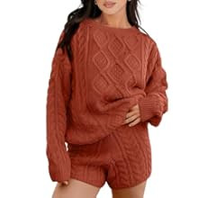 ANRABESS Women‘s 2 Piece Outfits Long Sleeve Cable Knit Chunky Oversized Pullover Sweaters 2023... | Amazon (US)