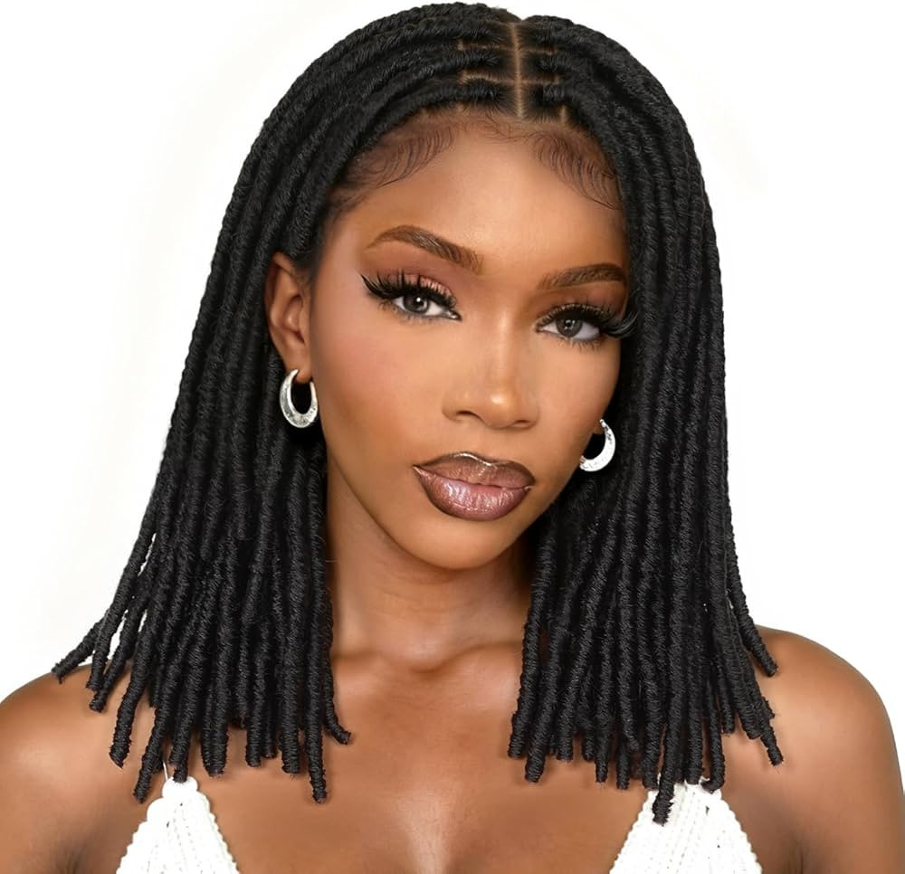 FAVE 14” Full Lace Dreadlock Wig Soft Faux Locs Wig with Baby Hair Synthetic Goddess Locs Braid... | Amazon (US)