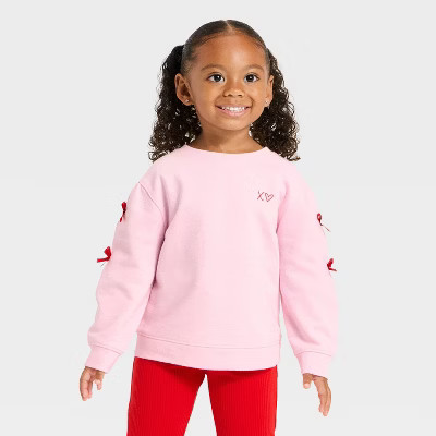 Toddler Girls' Valentine's French Terry Bow T-Shirt - Cat & Jack™ Pink 2T | Target