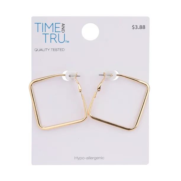 Time And Tru Gold Square Hoop Earring | Walmart (US)