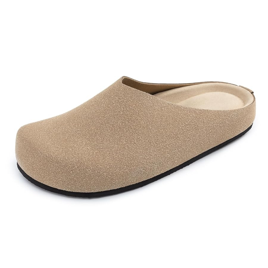 Athlefit Women's Slip On Suede Clogs Comfortable Cork Footbed Mules Shoes for Nurse Work Outdoor ... | Amazon (US)