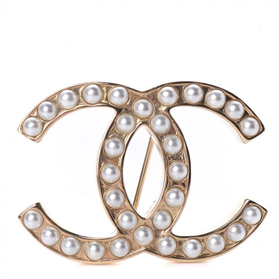 CHANEL Pearl CC Brooch Pin Gold | Fashionphile