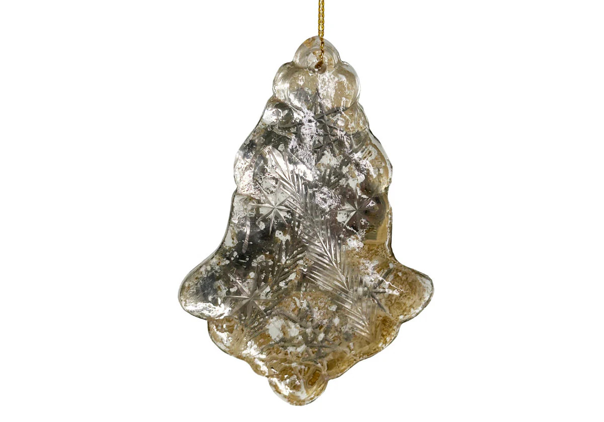 ANTIQUE SILVER GLASS CRYSTAL ORNAMENT | 4" | Alice Lane Home Collection