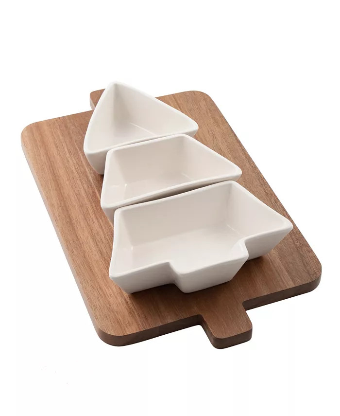 Condiment Bowl with Wooden Board, Set of 4 | Macy's