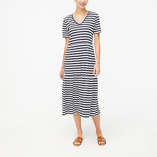 Tiered V-neck midi dress | J.Crew Factory