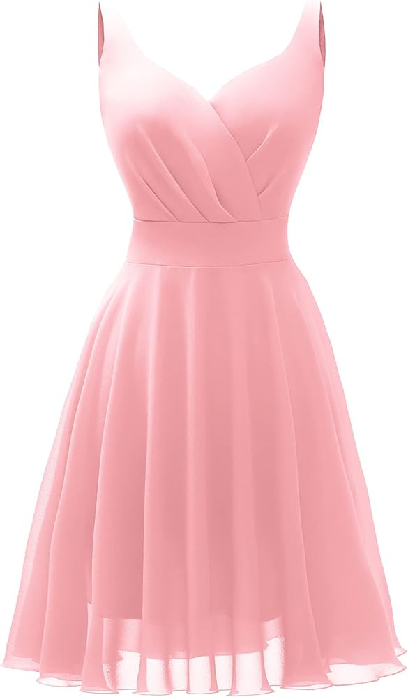 Dressever Summer Cocktail Dress V-Neck Adjustable Spaghetti Strap Chiffon Sundress | Amazon (US)