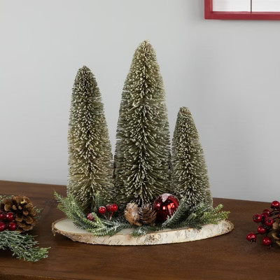 Northlight Frosted Bottle Brush Tree Trio Christmas Decoration - 10.25" | Target