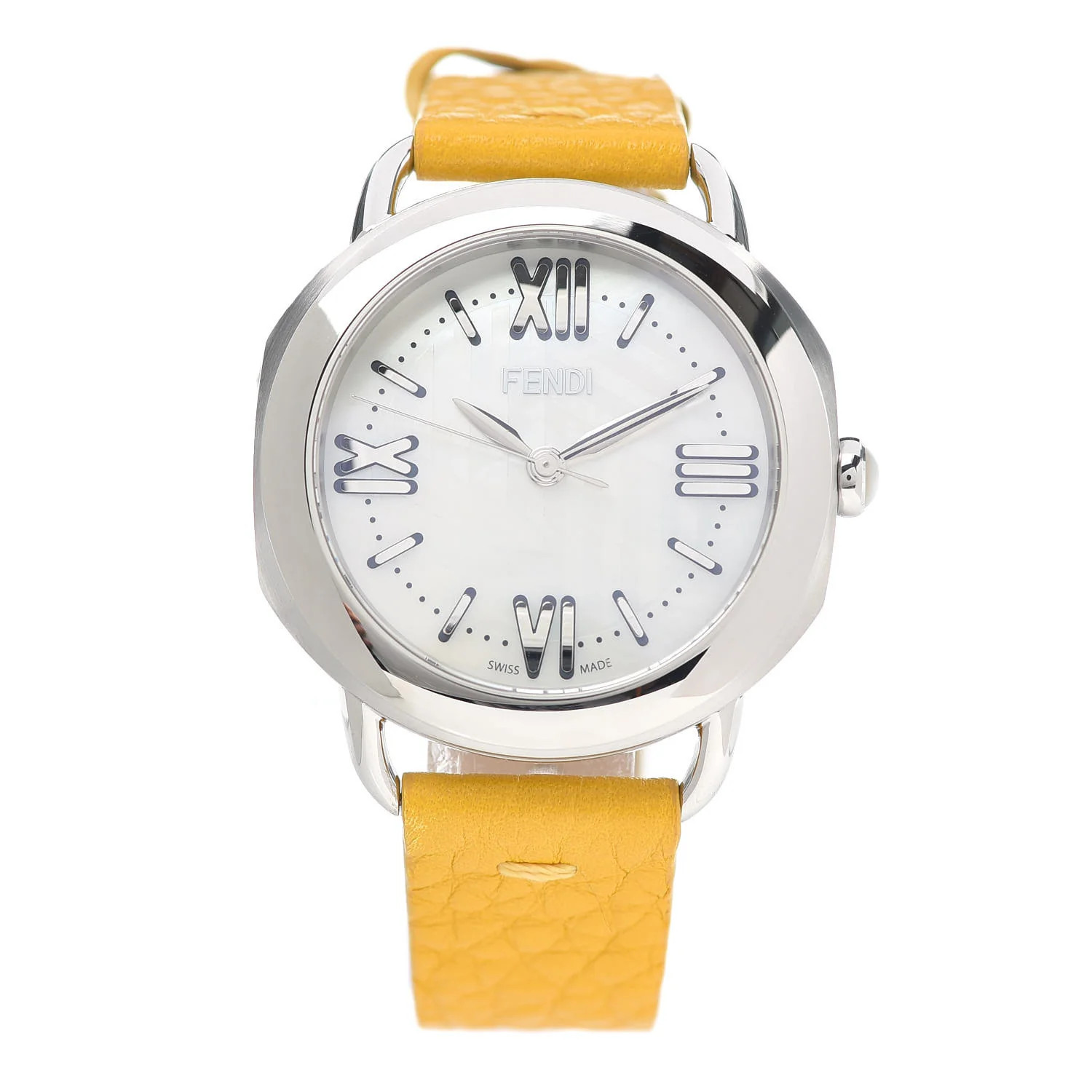 FENDI Iguana Stainless Steel Calfskin Mother Of Pearl 36mm Selleria Quartz Watch Sunflower | FASH... | Fashionphile