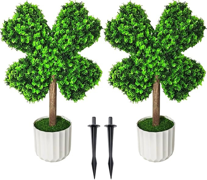 2 Pack Large Four Leaf Clover Artificial Plants St. Patricks Day Decorations, 22" Tall Lucky Sham... | Amazon (US)