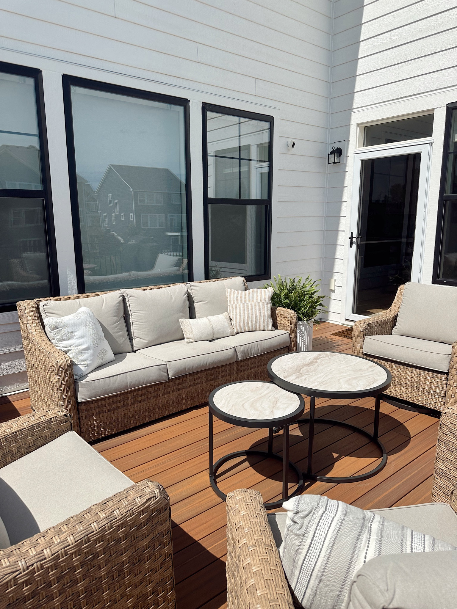 The best affordable patio furniture set! 🙌🏼 @walmart #walmartpartner 

This also comes in a pretty dark brown wicker! All chairs/sofa come with a cover. Comfortable seating and looks $$$! 

#LTKFamily #LTKHome #LTKxWalmart